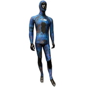 SPEARFISHING WORLD Blue Camo Two-Piece Wetsuit with Loading Chest Pad, Knee Protection, Anatomical Design for Freediving, Snorkeling, Swimming, Watersports