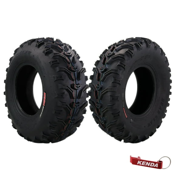Kenda Bearclaw K299 - 26x9-12 Front Tires for All Terrain (ATV), UTV, and Side by Side (SxS) Vehicles - 6-Ply - Bear Claw 26x9x12 with Kenda Keychain (2-Pack)