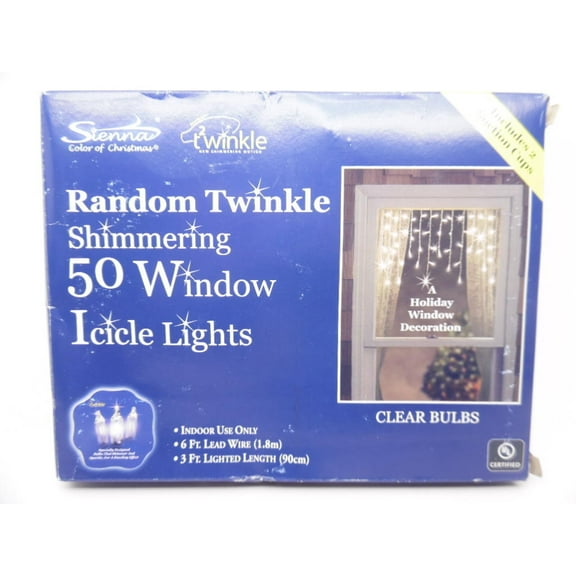 Set of 50 Twinkling & Shimmering Clear Window Curtain Icicle Lights - White Wire