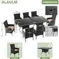 thumbnail image 7 of ALAULM 10 Piece Patio Dining Set All-Weather Wicker Outdoor Table and Chairs Set w/Tempered Glass Tabletop, Comfortable Cushions and Umbrella Hole for Patio, Backyard, Garden, Poolside -Sand, 7 of 7