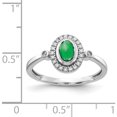 thumbnail image 2 of 14K White Gold Diamond And Oval Cabochon Emerald Halo Ring (Size 7) Made In India rm4036-em-050-wa, 2 of 5