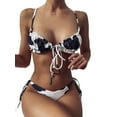 thumbnail image 1 of Qiylii Summer Ladies Split Swimwear Set, Adults Floral/Butterfly/Irregular/Camouflage Printing Lace Up Backless Bikini Swimsuit, 1 of 6
