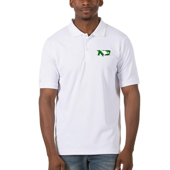 Men's Antigua White North Dakota Legacy Pique Polo