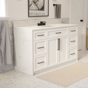 KBC Palisade 60" Single Bathroom Vanity w/ Engineered Marble Waterfall in White