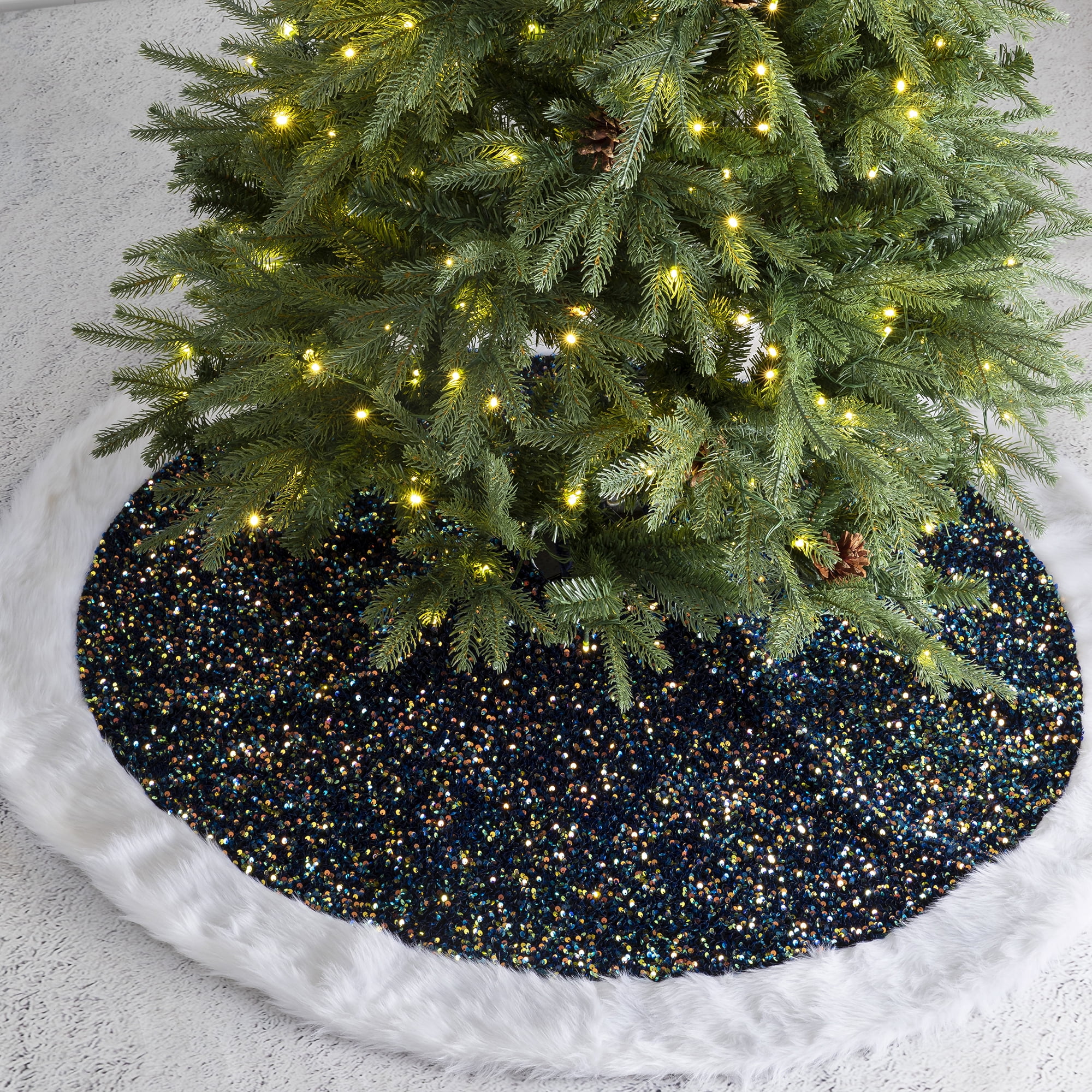 Navy Blue Christmas Tree Skirt 