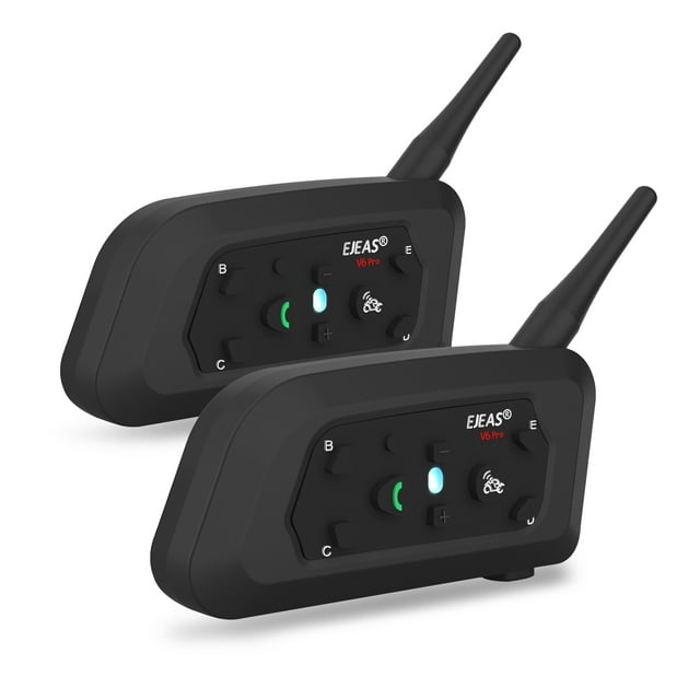 EJEAS V6PRO Motorcycle Helmet Bluetooth Headset 5.0 - 6-Rider Intercom, 850mAh Battery, 12H Talk Time, IP5 Waterproof, ESP Noise Reduction, Auto Call Answering, /Music Support, Type-C Charging,
