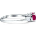 thumbnail image 6 of Three Stone Ring Kite Shape Ruby Cubic Zirconia White Tone 925 Sterling Silver, Size 8, 6 of 7