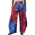 thumbnail image 2 of AOOCHASLIY Women Independence Day Pants Running Exercise Pants Women Casual Printing Pockets Elastic Mid-Waist Comfortable Wide-Legged Loose Pants, 2 of 4