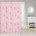 thumbnail image 2 of Manfei Kawaii Moon Shower Curtain 72Wx84L,Cute Stars Polka Dot Bathroom Shower Curtain,Pink, 2 of 5