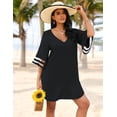 thumbnail image 4 of Ekouaer Women's Beach Coverups 3/4 Mesh Sleeve Bathing Suit Cover Ups Beachwear Loose Fit Swimwear Beach Dress S-3XL, 4 of 5