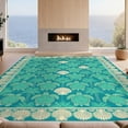 thumbnail image 2 of Design&I 8'x10' Washable Area Rug Beach Nautical Ocean Tropical With Seashell Border Sea Turtle Refined Structured for King Size Bedroom, Under Bed, Sleek Flatweave Pet Friendly, 2 of 7