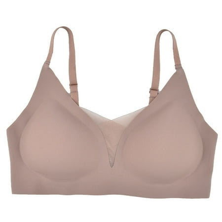 miqiqism Women s Minimizer Bras Full Coverage Wireless Bralettes Lady Adjustable Bralette Seamless Bra Backless Underwear Everyday Bra 01_Gray Medium