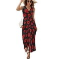 thumbnail image 2 of Red Lips Womens Night Club Maxi Dress V Neck Sleeveless Bohemia Long Dresses, 2 of 9