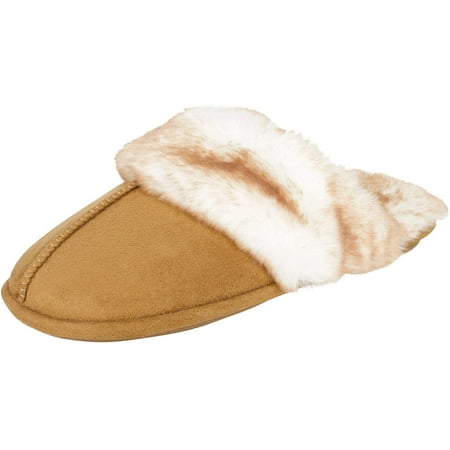 

Women s Comfy Faux Fur House Slipper Scuff Memory Foam Slip on Anti-Skid Sole