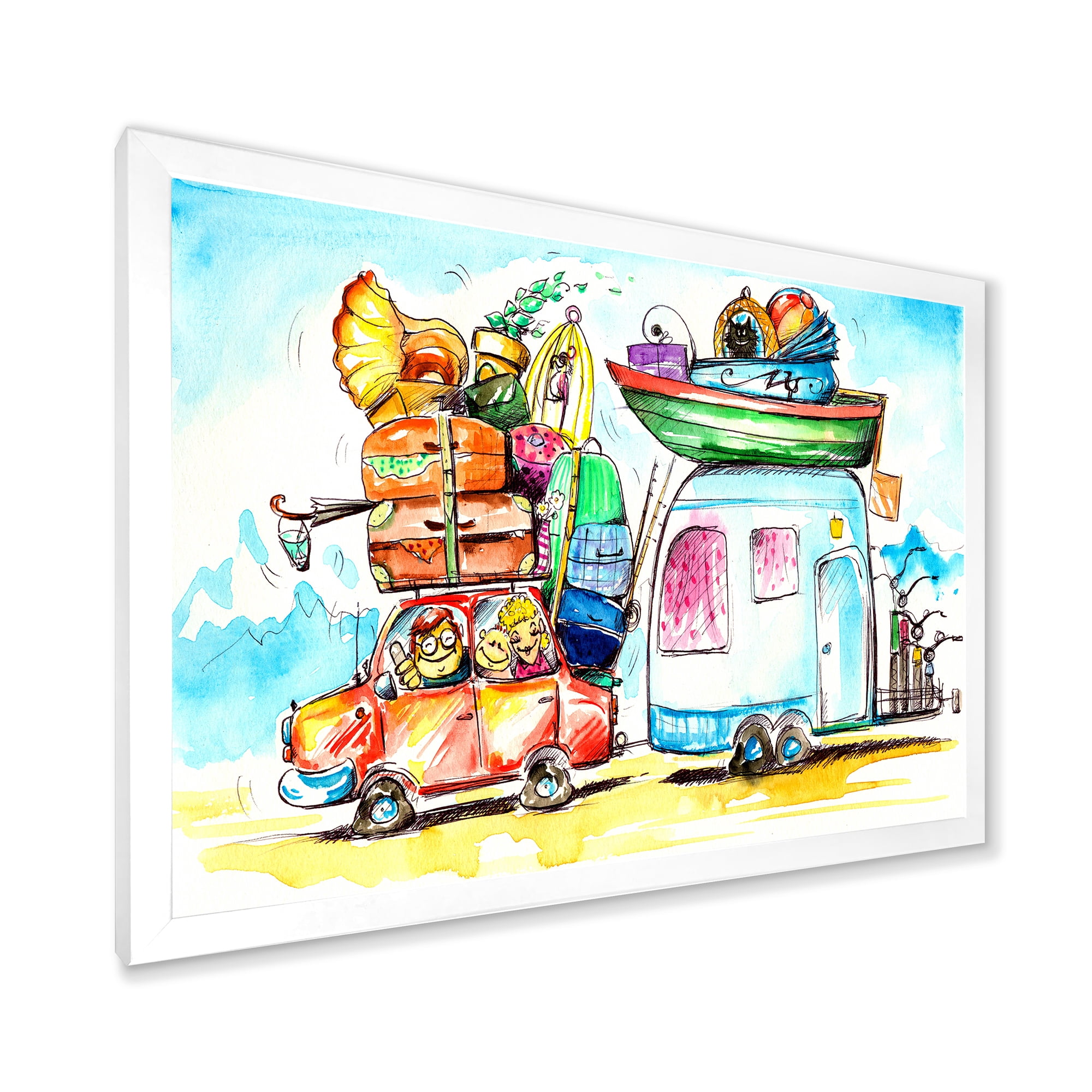 Designart 'Caravans With Family Travel' Farmhouse Framed Art Print