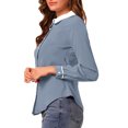 thumbnail image 4 of INSPIRE CHIC Women's Button Down Shirt Long Sleeve Work Peter Pan Collar Blouse Tops XL Blue-Grey, 4 of 7