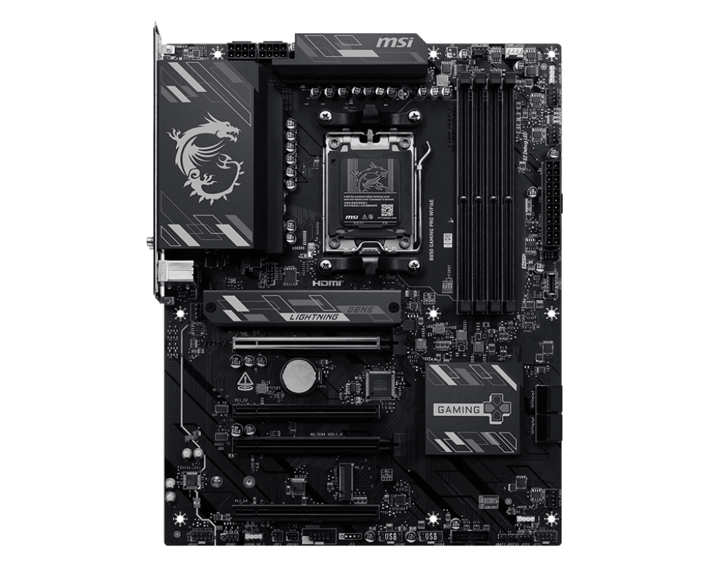MSI B850 GAMING PRO WIFI6E AM5 AMD B850 PCIe 4.0 USB 10/5Gbps Type A/C Wi-Fi 6E ATX Motherboard