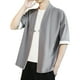 thumbnail image 1 of Camisas Para Hombre Manga Larga Novedad de verano, camiseta de manga corta informal bordada de Color sólido de lino para hombre, camiseta de media manga para . (Grey, XXL), 1 of 5