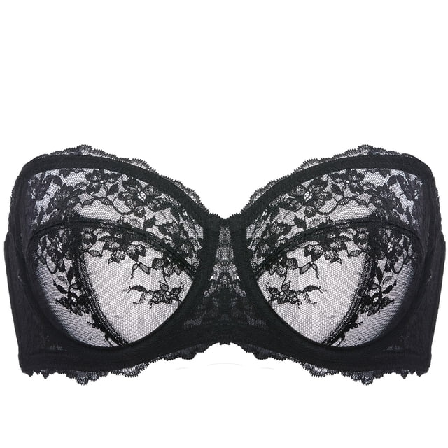 Sostén DOBREVA 42D Sin Relleno de Encaje Strapless Negro