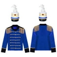 thumbnail image 2 of Aislor Kids Boys Drum Trumpet Team Honor Guard Uniform Tassels Adorned Blazers Tops with Hat 4-16 Royal Blue 8, 2 of 7