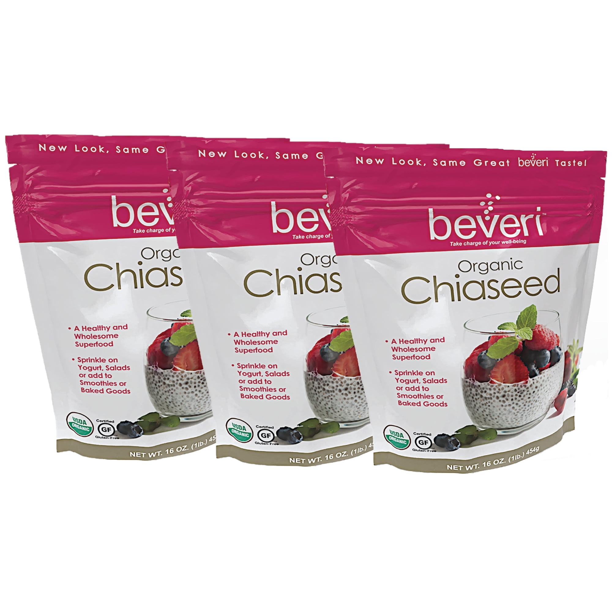 Beveri Chia Seed, Organic Superfood, High in Omega 3, Dietary Fiber and Protein, 3/16oz