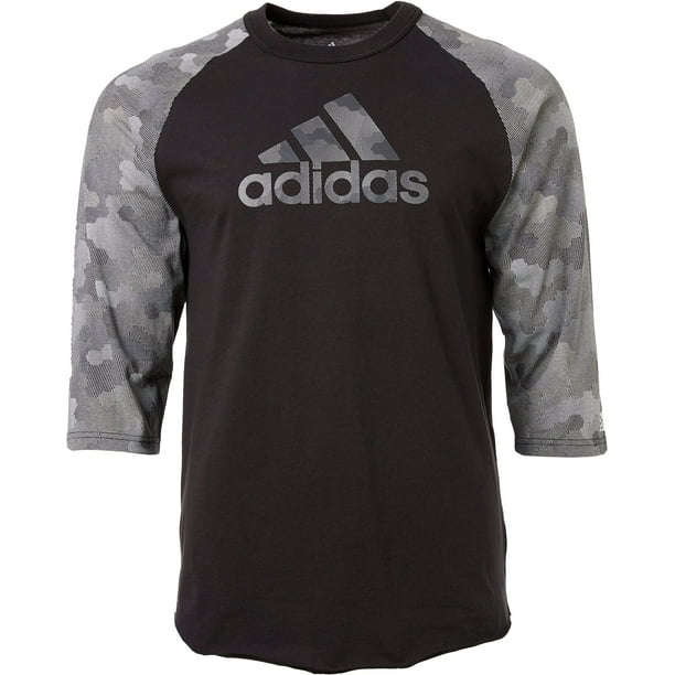 adidas Men's Triple Stripe Printed ¾ Sleeve Baseball Shirt