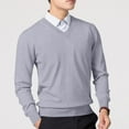 thumbnail image 2 of Jalioing V Neck Dressy Sweaters for Men Fall Winter Casual Long Sleeve Solid Sweater Tops Classic Knit Shirts, 2 of 4