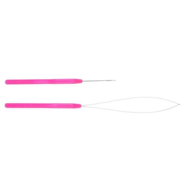 2 piezas de herramientas para extensiones de moño de cabello para microcabello y plumas Rosa roja
