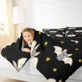 thumbnail image 3 of Manfei Cartoon Flying Bat Queen Comforter Set 3 Pieces, Halloween Spooky Animal Comforter Sets Queen, Black Gray Yellow,Black Reversible,1 Comforter and 2 Pillowcases, 3 of 6