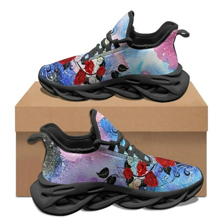 

Red Rose Flower Heart Pattern Woman Male Autu Winter Soft Sneakers Non-slip Round Toe Casual Shoes Dirt Resistant Flats