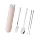 thumbnail image 3 of Juego de cucharas y palillos, vajilla, utensilios de viaje, juego de cubiertos portátiles para Rosa 4 piezas, 3 of 9