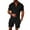Black, variant on Mens Outfits Sets Male Two Piece Loose Fit Zipper Lapel Short Sleeve Blouse Drawstring Pocket Shorts Man's Clothes Suit Beige,XL