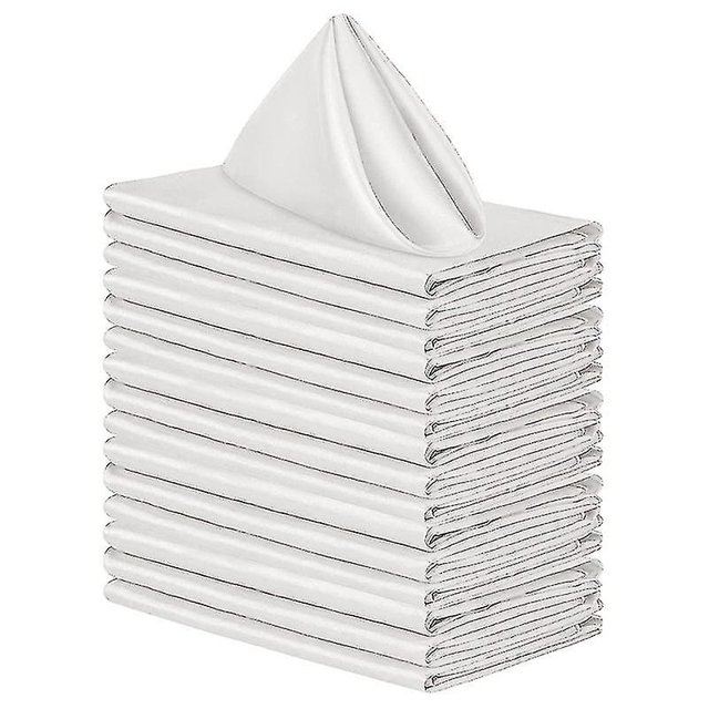 12 servilletas de tela blancas de 12 pulgadas para cocina, de mezcla de algodón, lavables y reutilizables, servilletas para la cena
