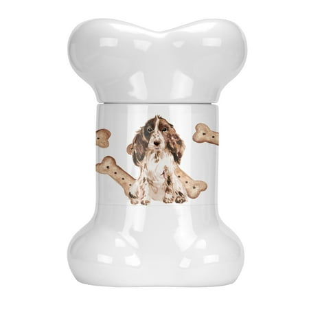 Cocker Spaniel Treat - Brown Parti Cocker Spaniel Bone Shaped Treat Jar