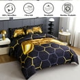 thumbnail image 4 of RYNGHIPY Queen Bed in a Bag Gaming Comforter Set for Men 6Pcs Video Game Bed Comforter Set with Sheets Set Gradient Geometric Bedding Set for Gamer Home Decor (Gold, Queen), 4 of 8