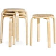 thumbnail image 1 of Songqin Stackable Bentwood Stools Set of 4, 18-Inch Height Backless Counter Chairs with Round Top, Anti-Slip Felt Pad, Portable School Stool for Dining Room, Kitchen, Classroom, Birch, 1 of 9