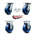 thumbnail image 2 of 6 Inch Solid Poly Caster Set with Roller Bearing 2 Swivel Lock and 2 Rigid SCC, 2 of 2
