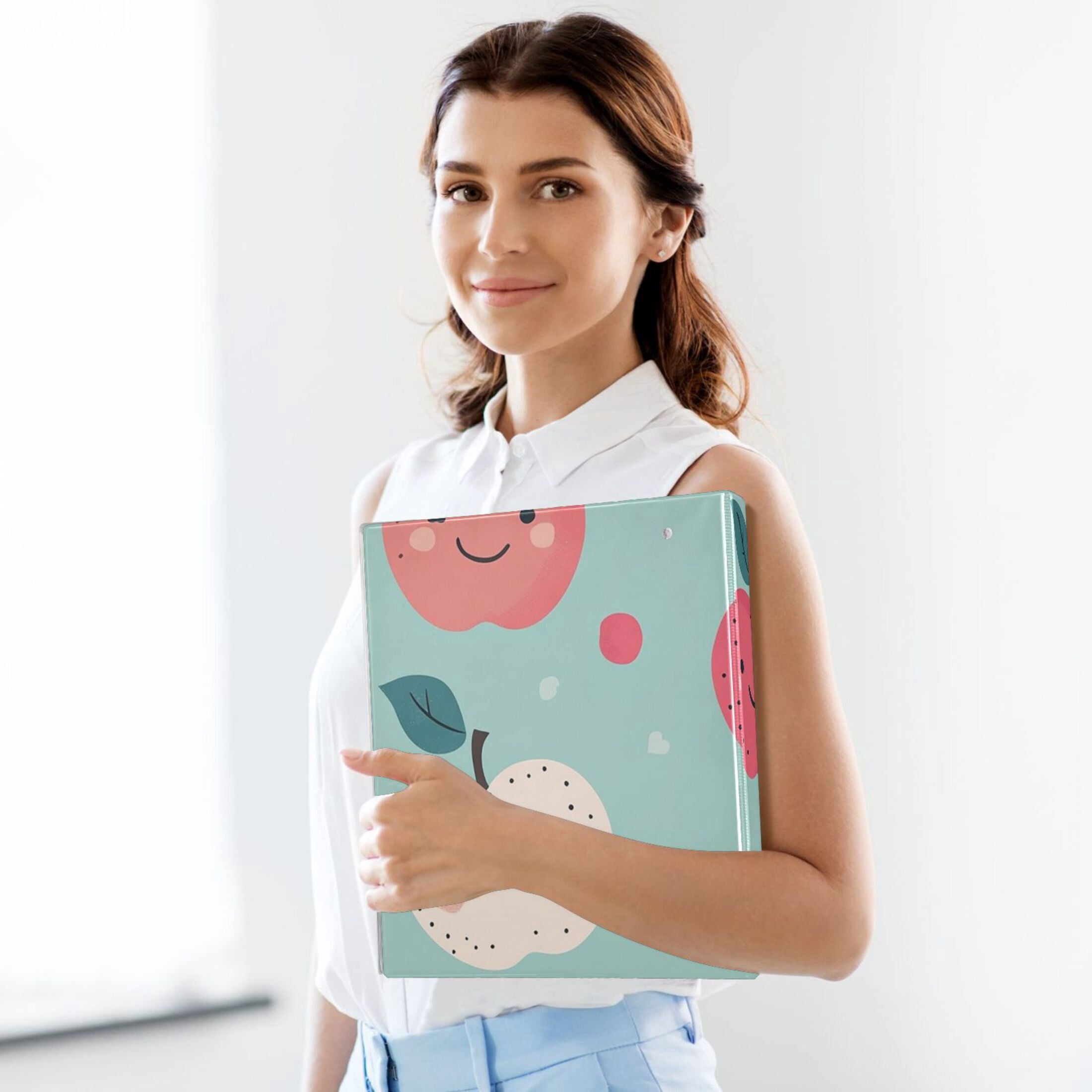 Smile Apples 3 Ring Binders 1.5 inch Hardcover File Folders with Interior Pockets A4 Size Organizer for School Office Hospital