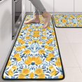 thumbnail image 2 of Kitchen Rugs Sets Of 2,Yellow Lemon Fruit Leaves Blue Pattern Anti Fatigue Kitchen Mat Rugs Non Slip Washable,Decorative Kitchen Floor Mats for Kitchen,Sink,Laundry,17"x47"+17"x47", 2 of 5
