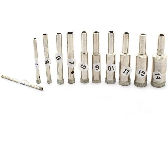 11Pcs 3-14mm SuperThin Diamond Hole Saws Set Drill Bits Lapidary Tools for Stone