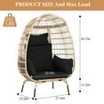 thumbnail image 7 of YRLLENSDAN Oval Patio Egg Chair Outdoor, Oversized Rattan Chairs with Cushions, Wicker Egg Chair Indoor with Armrests for Balconies, Courtyards and Gardens, Black, 7 of 7