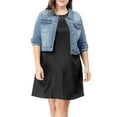 thumbnail image 2 of Agnes Orinda Women's Plus Size Jean Button Outfits Fashion Cropped Denim Jackets 4X Light Blue, 2 of 8