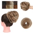 thumbnail image 1 of Chignons Postiche Extensions de Cheveux Synthétiques Chouchous Chignon Postiche pour Femmes Filles (Brun Clair Rougeâtre Pointe Blond Doré Pâle -#76, Chignon Droit), 1 of 7