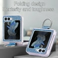 thumbnail image 5 of for Galaxy Z Flip 5 5G Case with Ring, Glitter Crystal Bling Sparkly Leather with Slim Fit Hard PC Bumper Protective Cases Cover Compatible with Samsung Galaxy Z Flip 5 5G 2023, Blue, 5 of 7
