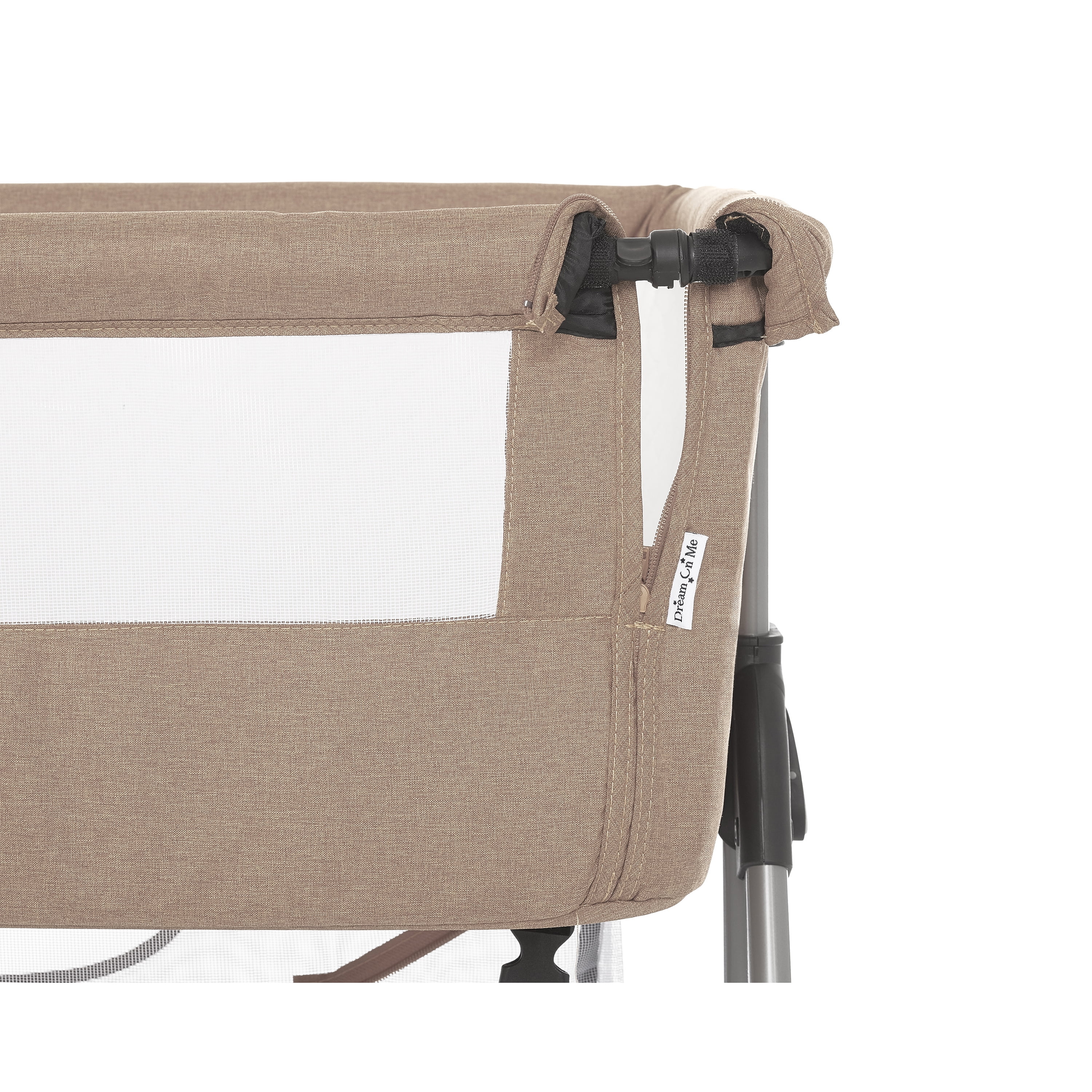 Dream On Me Lotus Bassinet and Bedside Sleeper in Brown, Lightweight, Carry Bag Included
