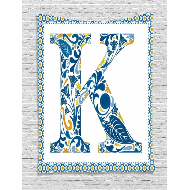 Letter K Tapestry Abstract Artistic Leaves And Blooms Capital - Letter K Room Decor Letter K Tapestry Abstract Artistic Leaves And Blooms Capital - Letter K Room Decor