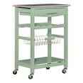thumbnail image 1 of Riverbay Furniture Pine Wood Mint Green Kitchen Island Rectangular Granite Top Unassembled, 1 of 13