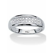 PalmBeach Jewelry Men's Pave Diamond Wedding Band 1/8 TCW in 18k Gold-Plated or Platinum-Plated Sterling Silver