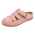 thumbnail image 5 of Rokment Womens Closed Toe Gladiator Clogs Suede Buckles Comfortable Backless Slip on Walking Flat Sandals for Boho Beach Summer 2026 Pink Size 7, 5 of 7
