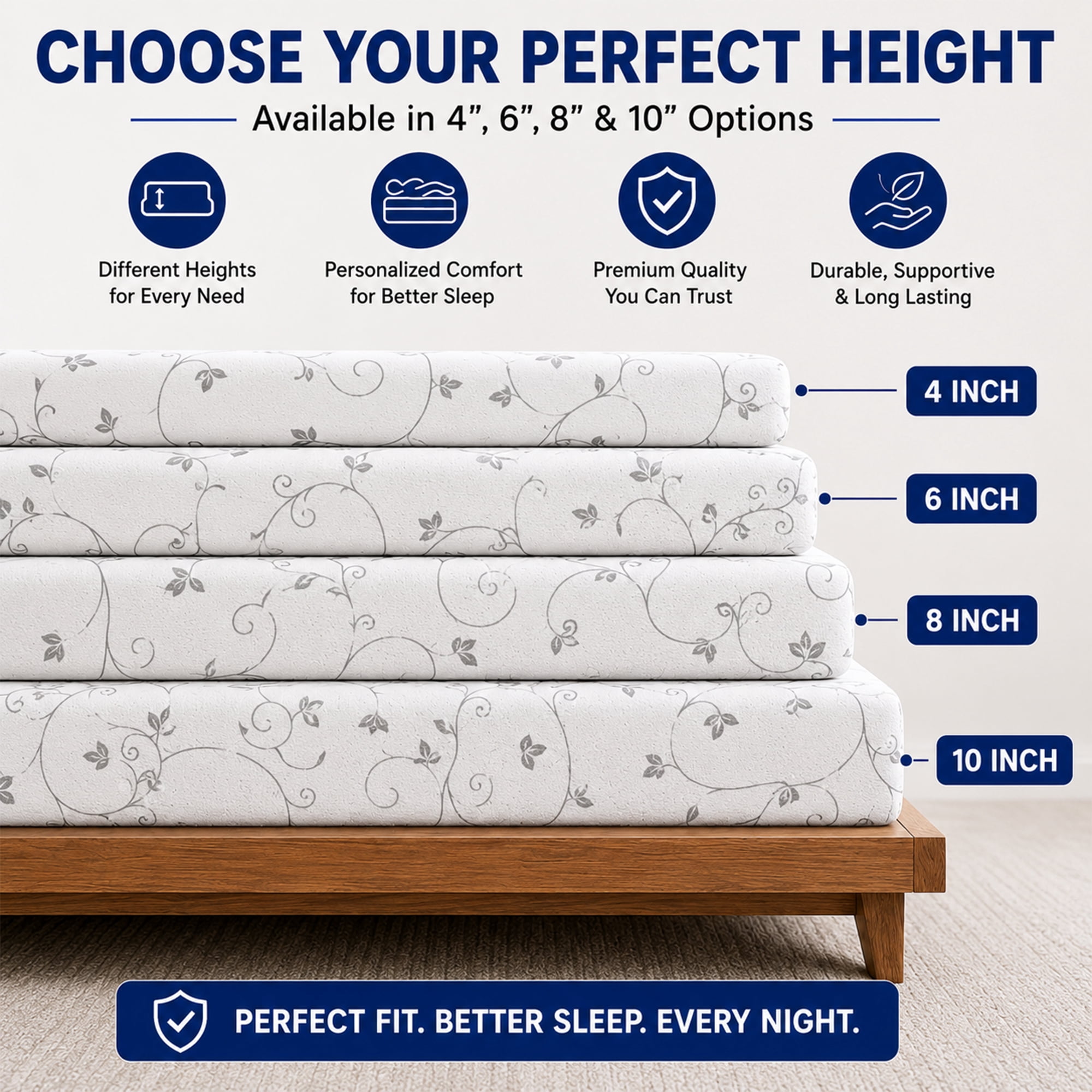 Continental Sleep, 6-Inch Gel Memory Foam RV Mattress Replacement, Medium Firm, Travel Camper Trailer Truck and Bunk, Pressure-Relief Support, 72" x 36"
